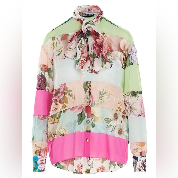 DOLCE & GABBANA Floral patchwork shirt in multicolor Size XS/IT36 Like New. - Picture 10 of 11